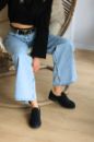 Bağcıklı Düz Taban Kadın Loafer  SİYAH