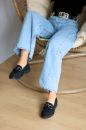 Zincir Detaylı  Düz Taban Kadın Loafer  SİYAH