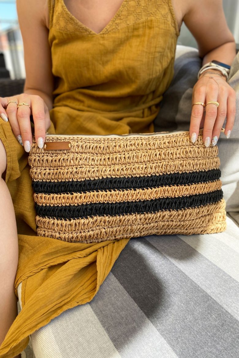 Hasır Şerit Detaylı Özel Tasarım El Çantası  HASIR resmi