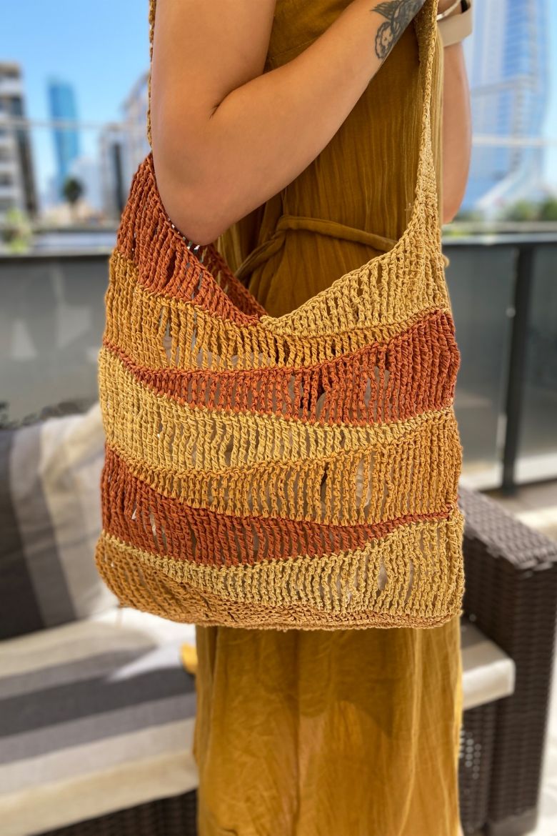 Kağıt Ip Örgü Özel Tasarım El Çantası  HASIR resmi