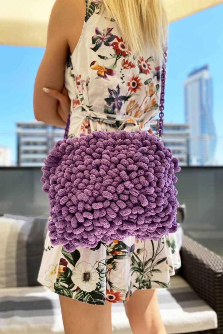 Zincir Askılı Özel Tasarım Mop Çanta  MOR resmi