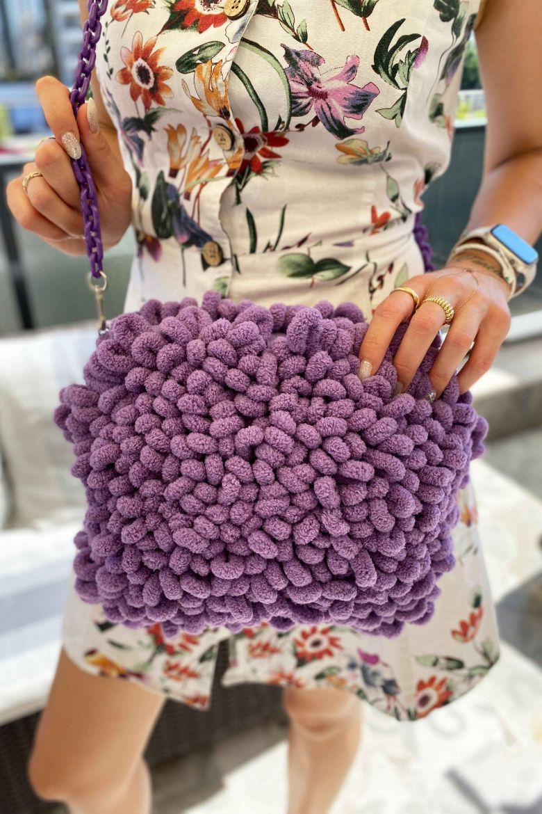 Zincir Askılı Özel Tasarım Mop Çanta  MOR resmi