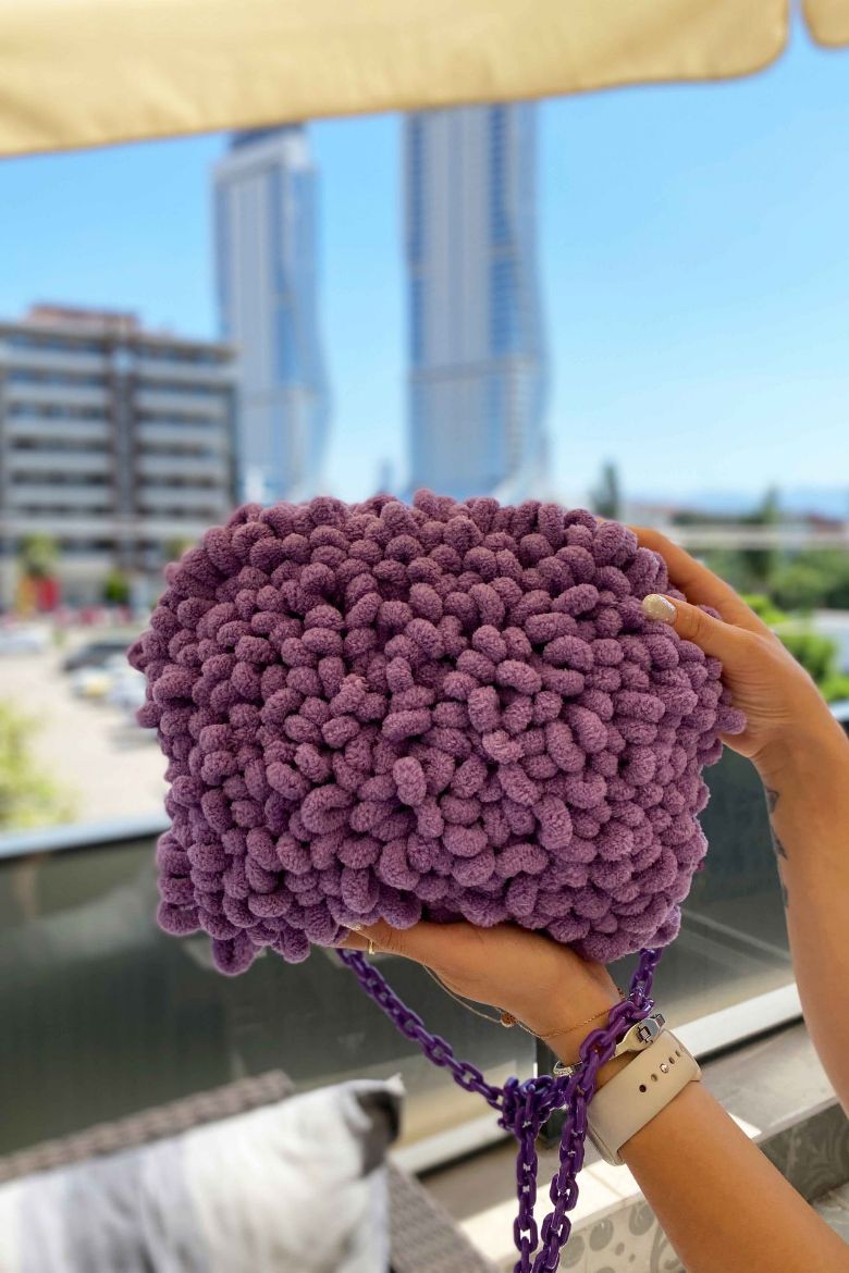 Zincir Askılı Özel Tasarım Mop Çanta  MOR resmi