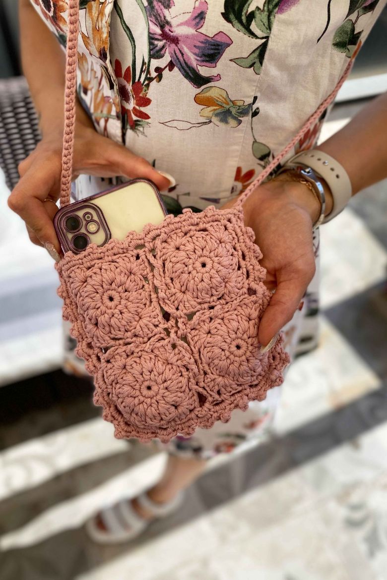 Coton Ip Özel Tasarım Mini Çanta  TOZ PEMBE resmi