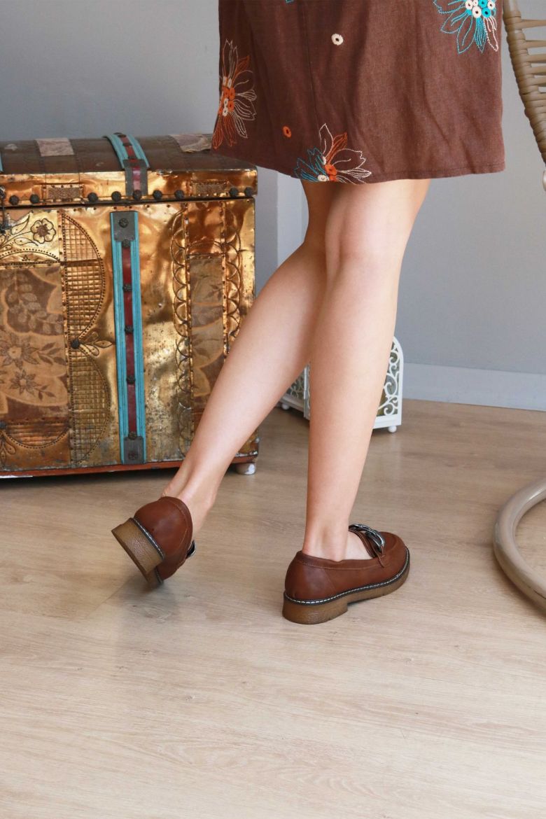 Zincir Detaylı  Düz Taban Kadın Loafer  TABA resmi