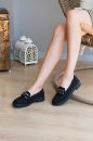 Zincir Detaylı  Düz Taban Kadın Loafer  SİYAH