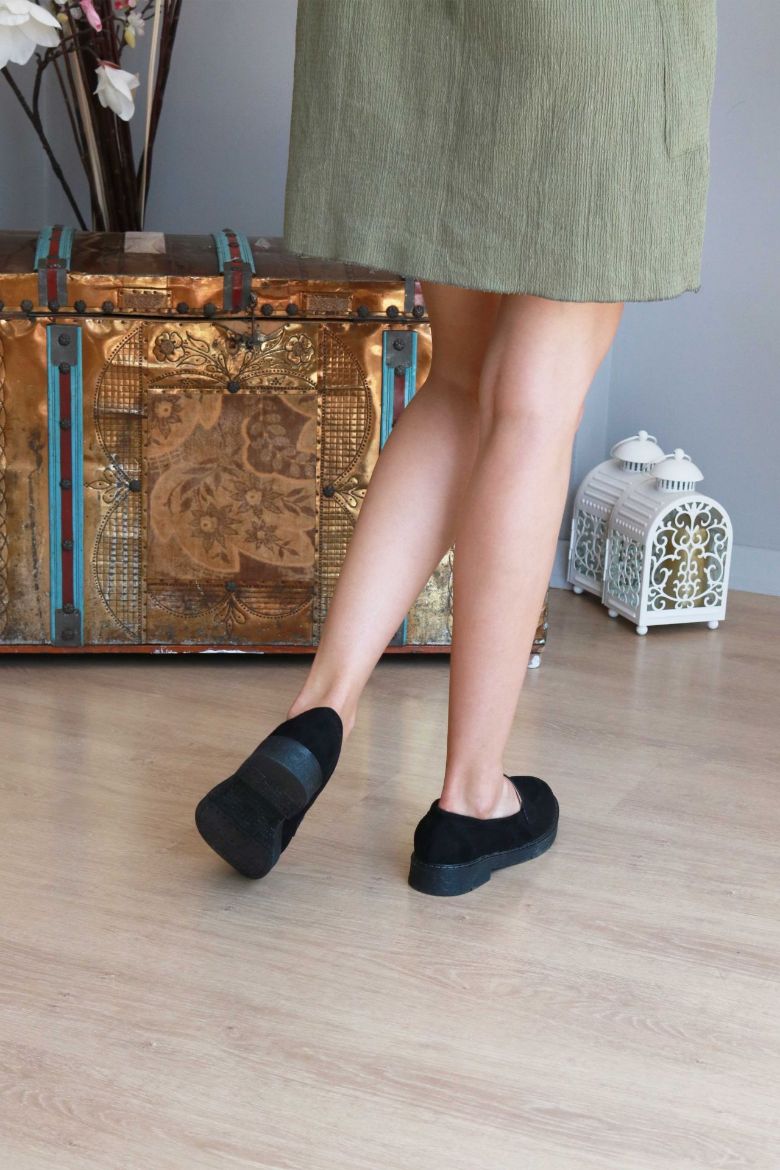 Düz Taban Süet Kadın Loafer  SİYAH resmi