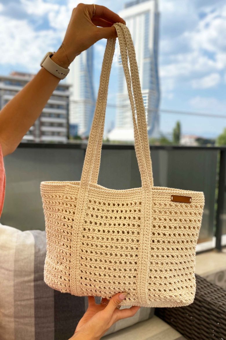 File Model Makrome Ip Çanta   EKRU resmi