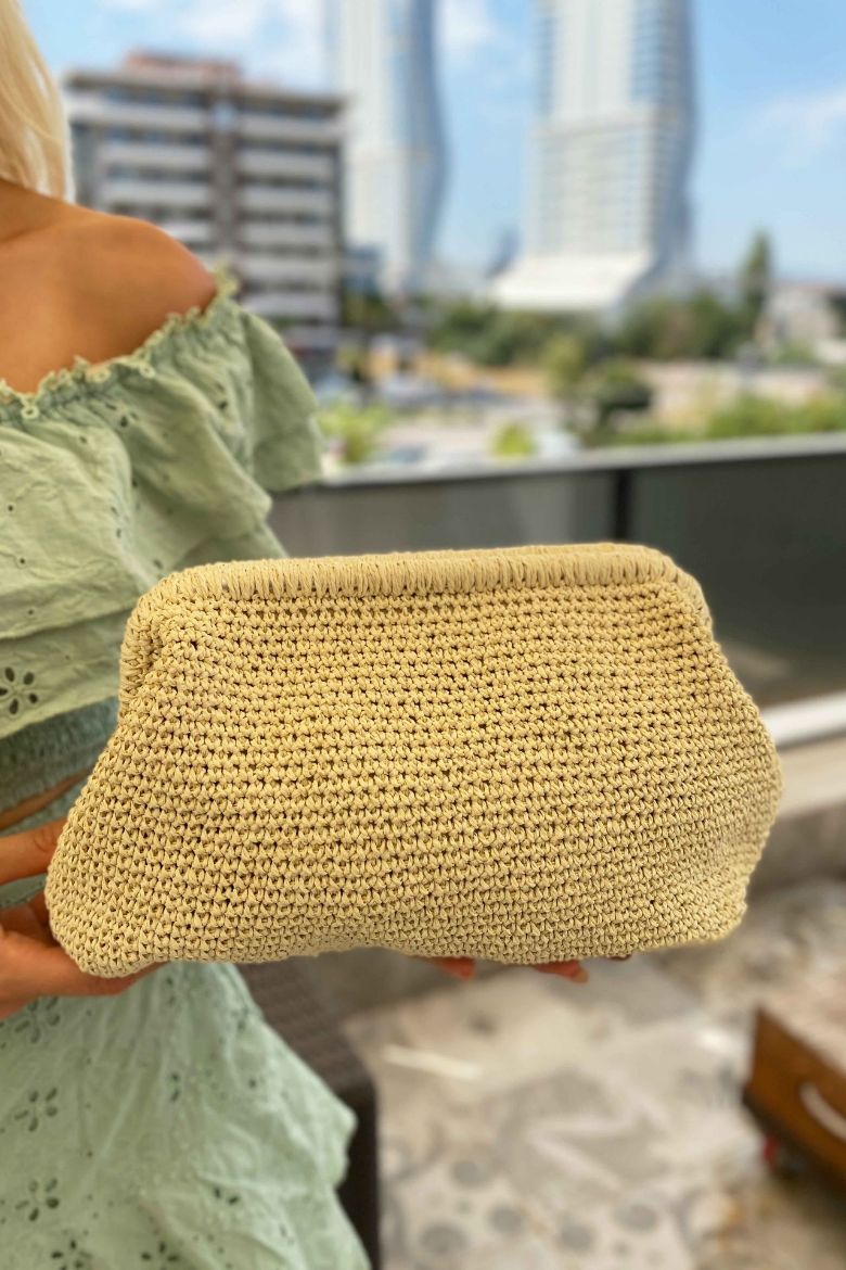 Gizli Burs Kağıt Ip El Çantası  EKRU resmi