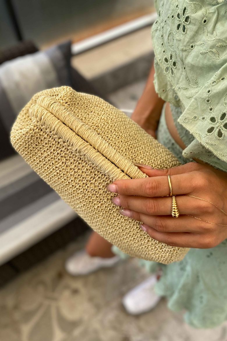 Gizli Burs Kağıt Ip El Çantası  EKRU resmi