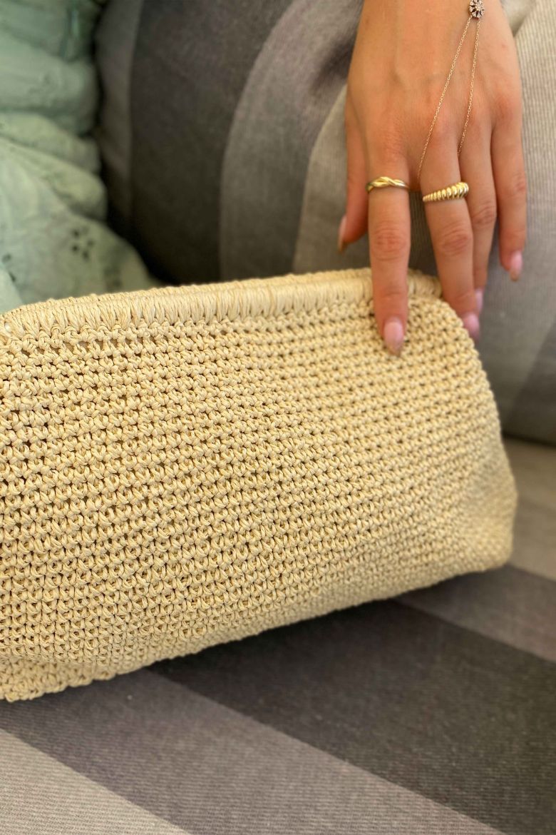 Gizli Burs Kağıt Ip El Çantası  EKRU resmi