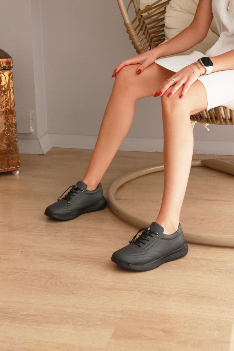 Bağcıklı Ortopedik Taban Günlük Ayakkabı  GRİ resmi