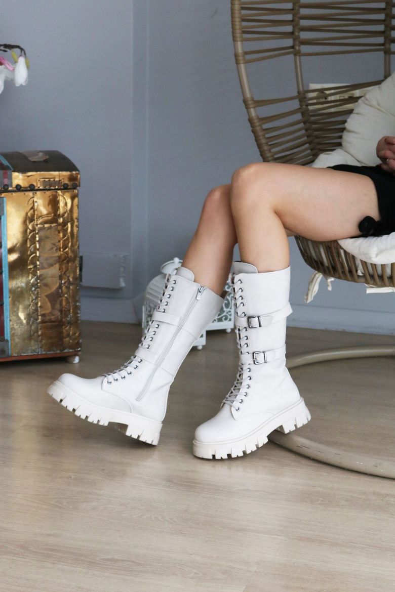 Kemer Detaylı Kalın Taban Bağcıklı Kadın Postal  TEN  resmi