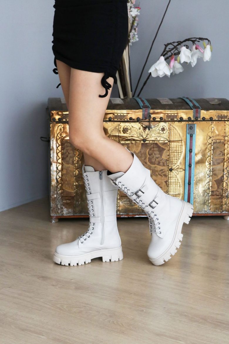 Kemer Detaylı Kalın Taban Bağcıklı Kadın Postal  TEN  resmi