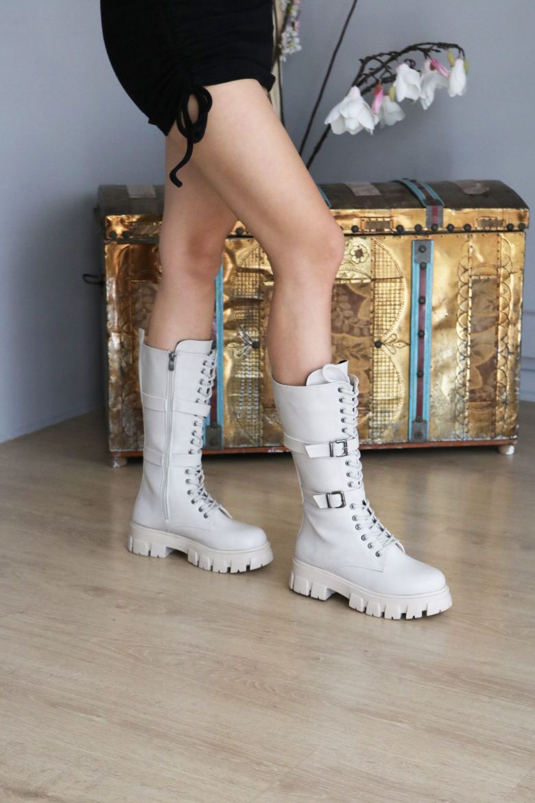 Kemer Detaylı Kalın Taban Bağcıklı Kadın Postal  TEN  resmi