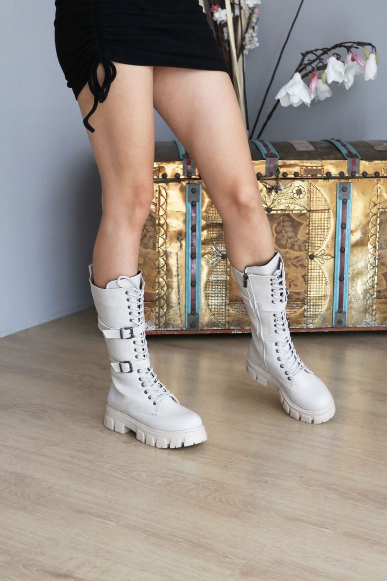 Kemer Detaylı Kalın Taban Bağcıklı Kadın Postal  TEN  resmi