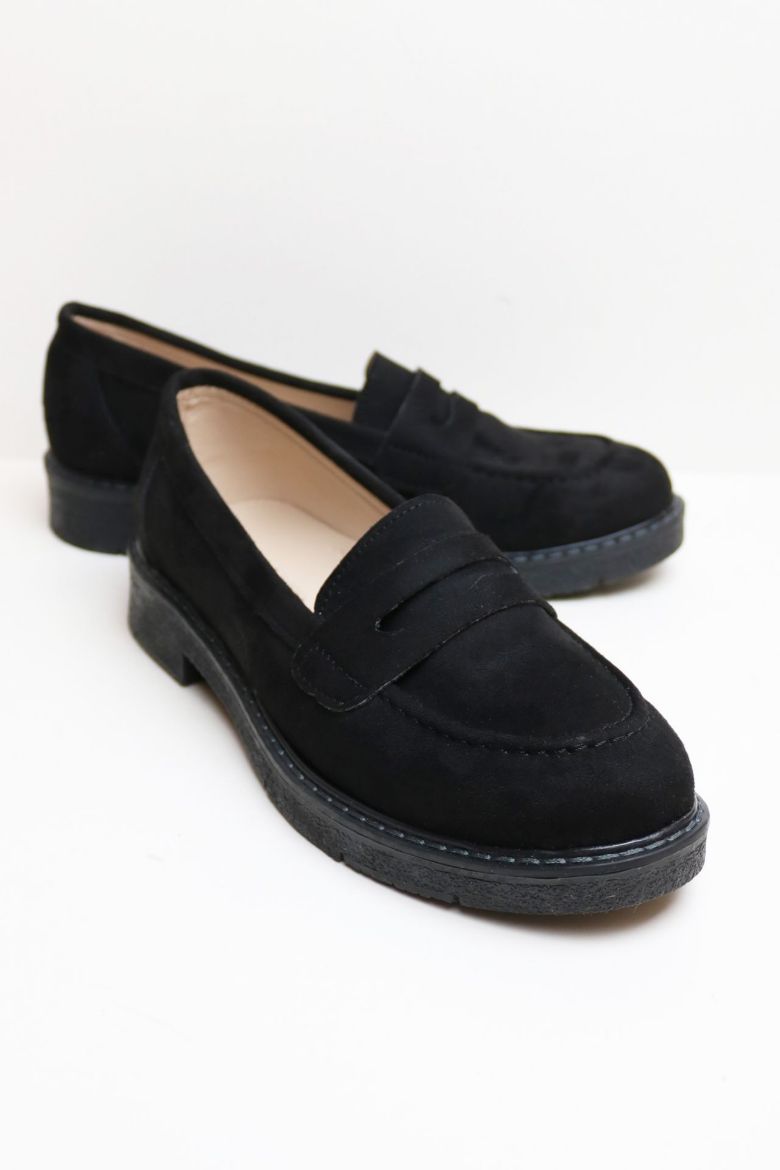 Düz Taban Süet Kadın Loafer  SİYAH resmi