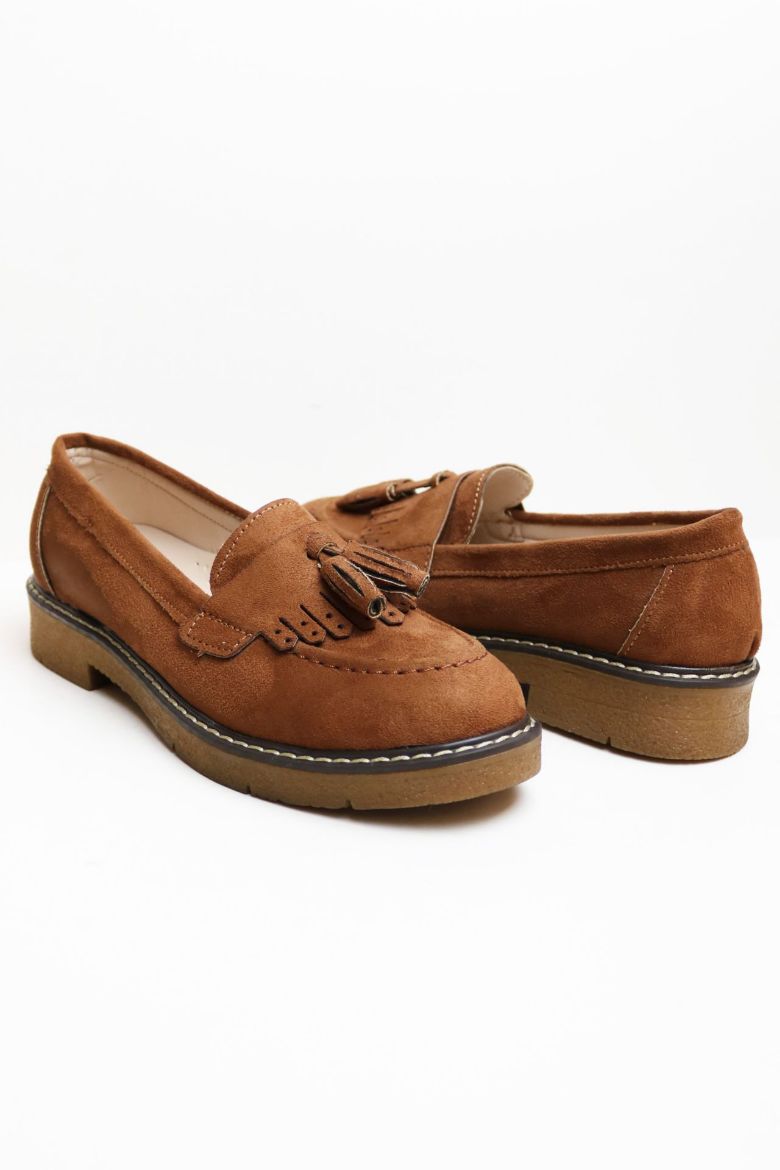 Püskül Detaylı Süet Kadın Loafer  TABA resmi