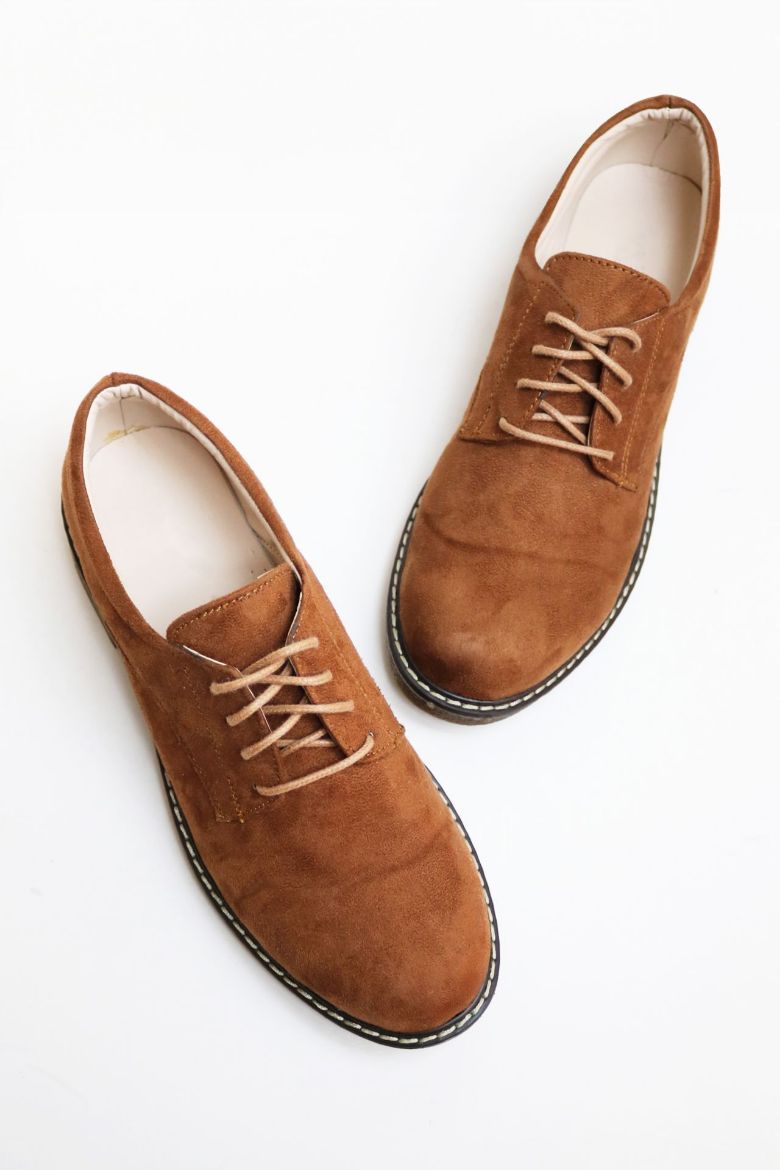 Bağcıklı Düz Taban Kadın Loafer  TABA SÜET resmi