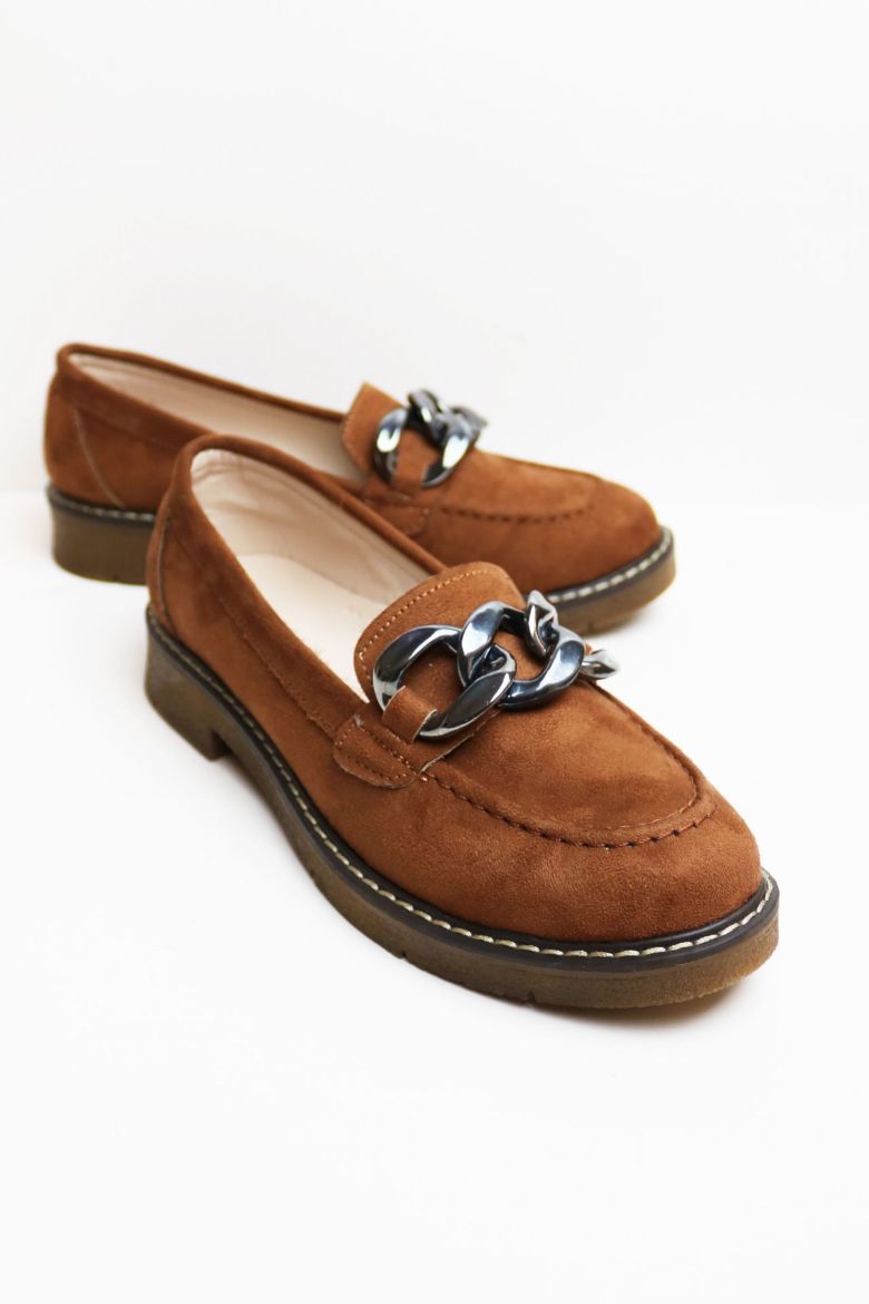 Zincir Detaylı  Düz Taban Kadın Loafer  TABA SÜET resmi