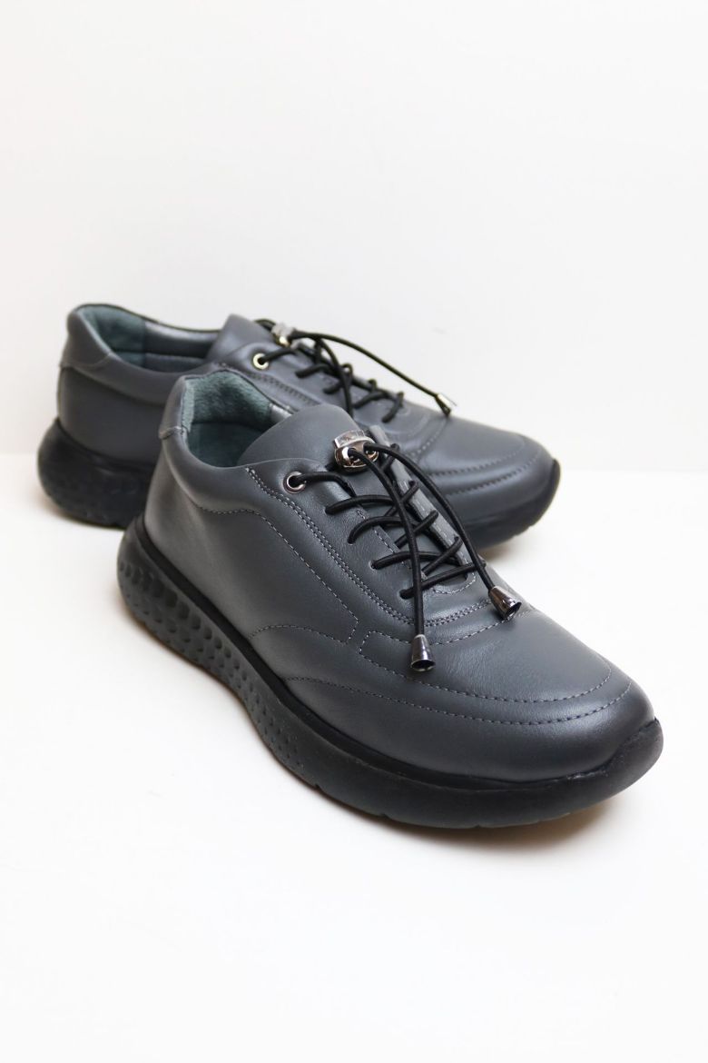 Bağcıklı Ortopedik Taban Günlük Ayakkabı  GRİ resmi