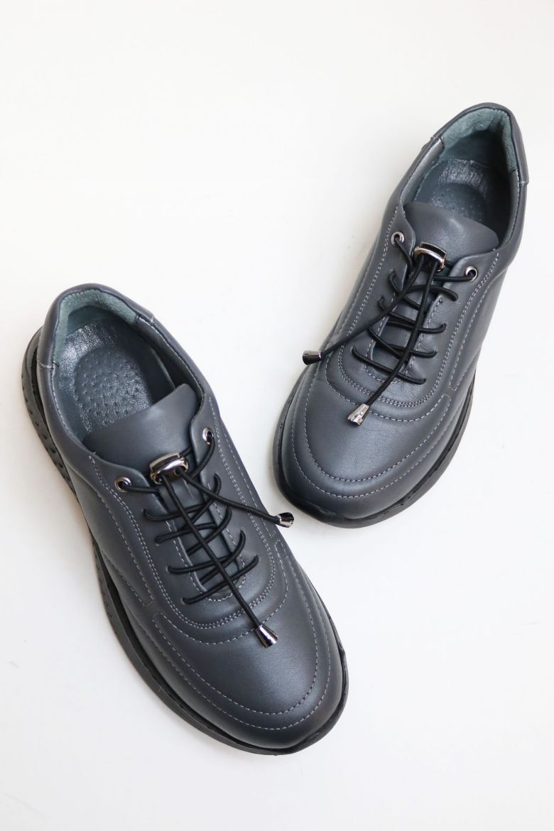 Bağcıklı Ortopedik Taban Günlük Ayakkabı  GRİ resmi