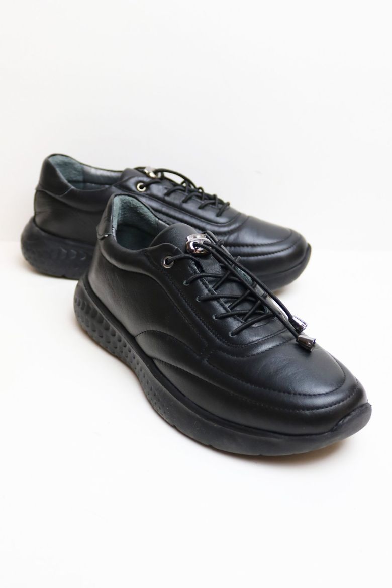 Bağcıklı Ortopedik Taban Günlük Ayakkabı  SİYAH resmi