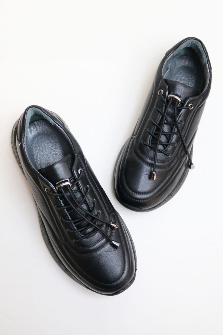 Bağcıklı Ortopedik Taban Günlük Ayakkabı  SİYAH resmi