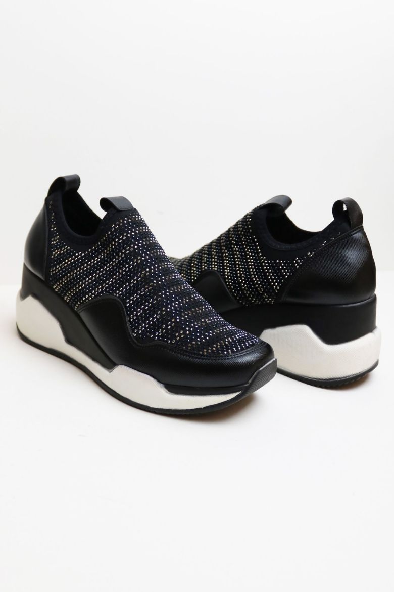 Pullu Kalın Taban Triko Esnek Kadın Günlük Ayakkabı  SİYAH resmi