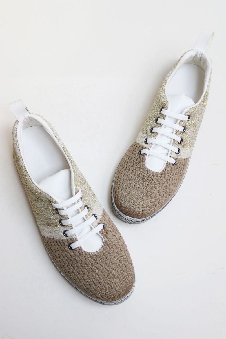 Bağcıklı Düz Taban Triko Kadın Günlük Ayakkabı  KAHVE resmi