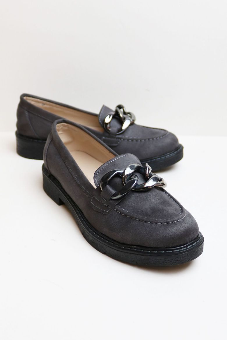 Zincir Detaylı  Düz Taban Kadın Loafer  ANTRASİT resmi