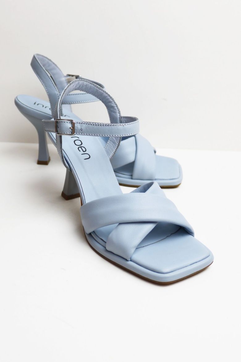 Hakiki Deri Kemer Detaylı Kadeh Topuklu Ayakkabı  MAVİ resmi