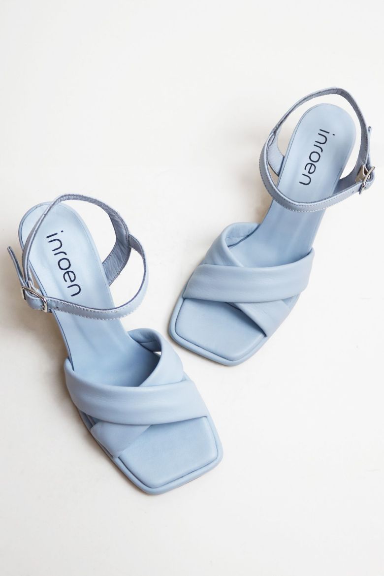 Hakiki Deri Kemer Detaylı Kadeh Topuklu Ayakkabı  MAVİ resmi