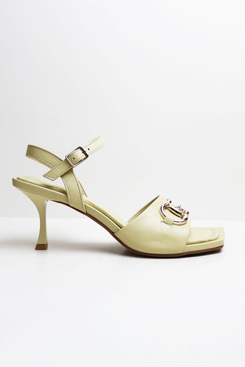 Tokalı Küt Burun Bilekten Bağlamalı Kadeh Topuk Topuklu Ayakkabı  SARI resmi