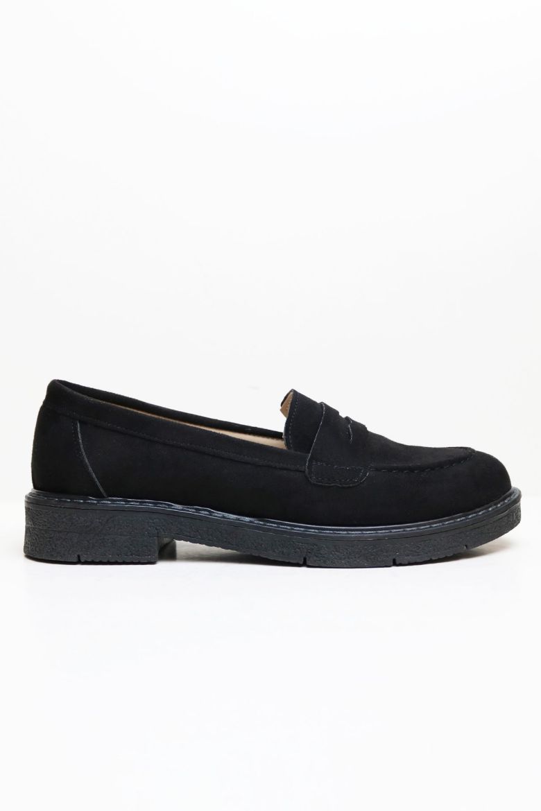 Düz Taban Süet Kadın Loafer  SİYAH resmi