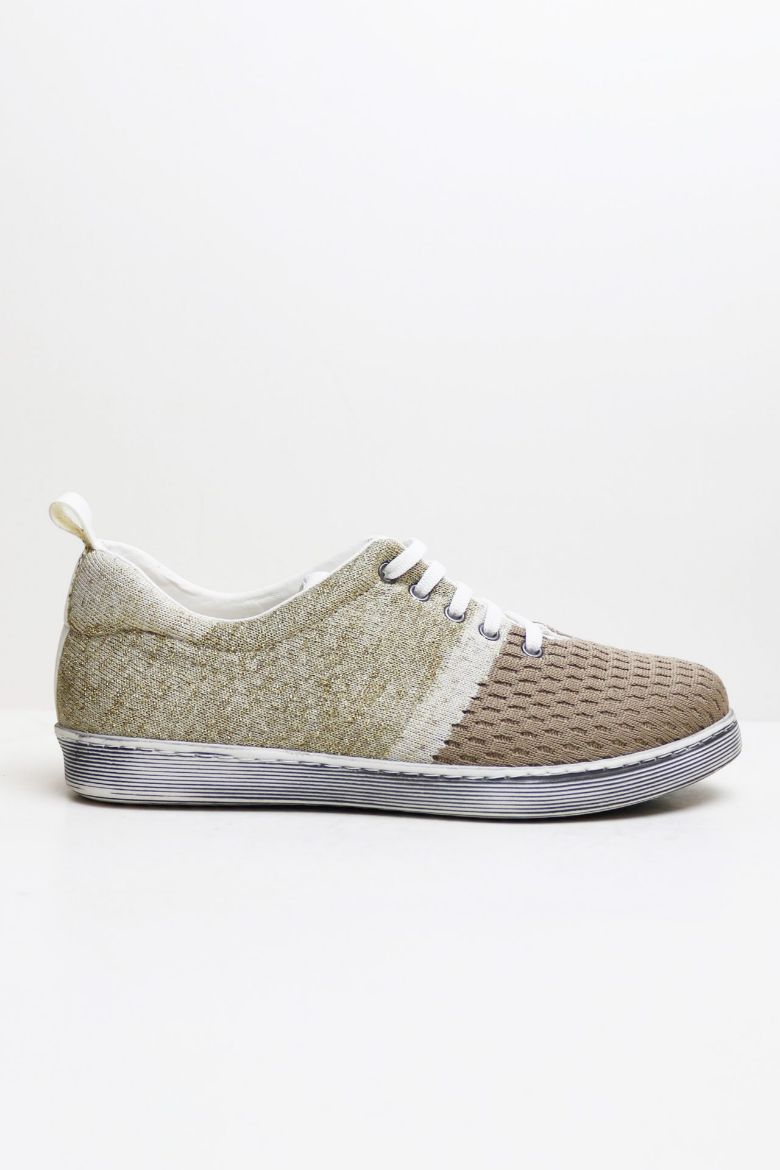 Bağcıklı Düz Taban Triko Kadın Günlük Ayakkabı  KAHVE resmi