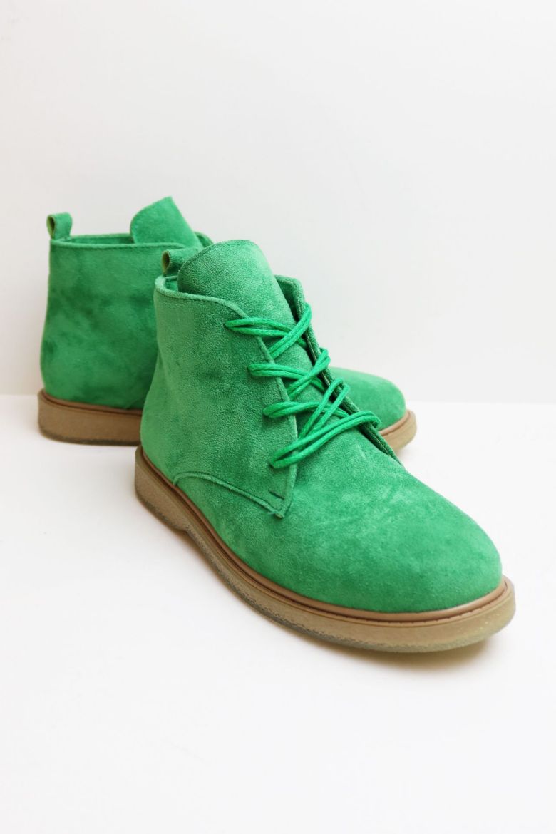 Bağcıklı Düz Taban Bilek Boy Kadın Bot  YEŞİL resmi