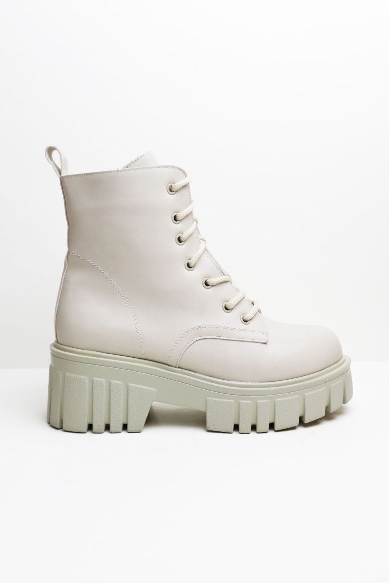 Bağcıklı Kalın Taban Kalın Topuklu Kadın Bot  TEN  resmi