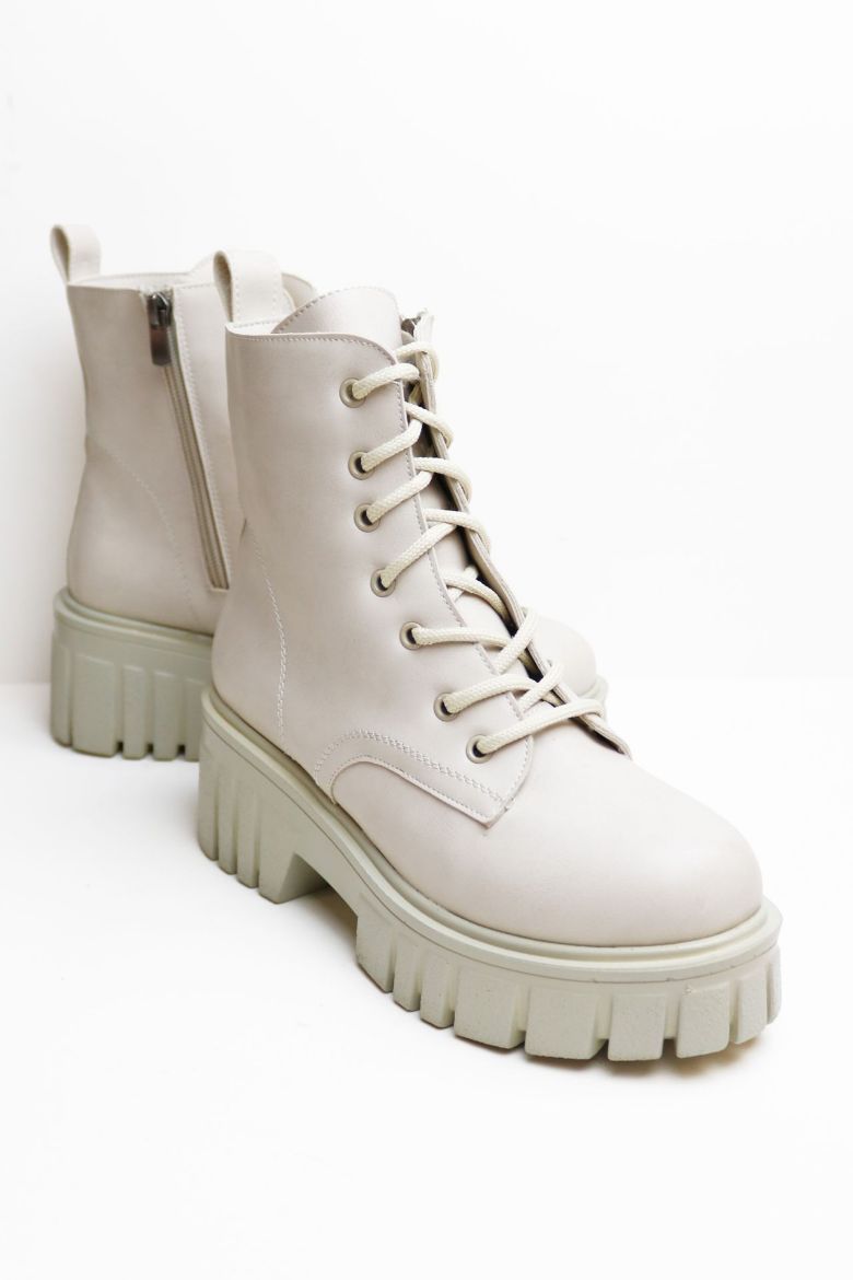 Bağcıklı Kalın Taban Kalın Topuklu Kadın Bot  TEN  resmi