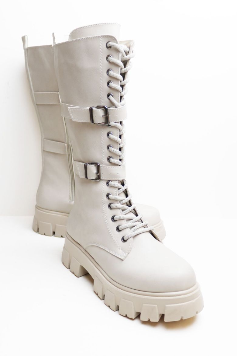 Kemer Detaylı Kalın Taban Bağcıklı Kadın Postal  TEN  resmi