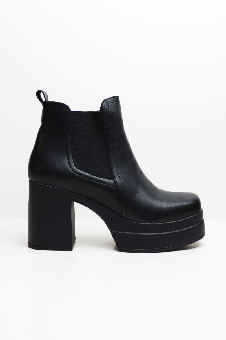 Lastik Detaylı Platform Kalın Topuklu Kadın Bot  SİYAH resmi