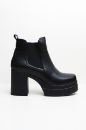 Lastik Detaylı Platform Kalın Topuklu Kadın Bot  SİYAH