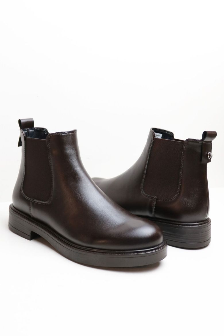 Lastik Detaylı Hakiki Deri Chelsea Kadın Bot  KAHVE resmi