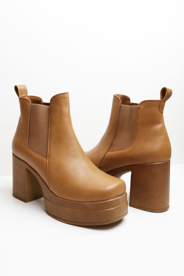 Lastik Detaylı Platform Kalın Topuklu Kadın Bot  TABA resmi