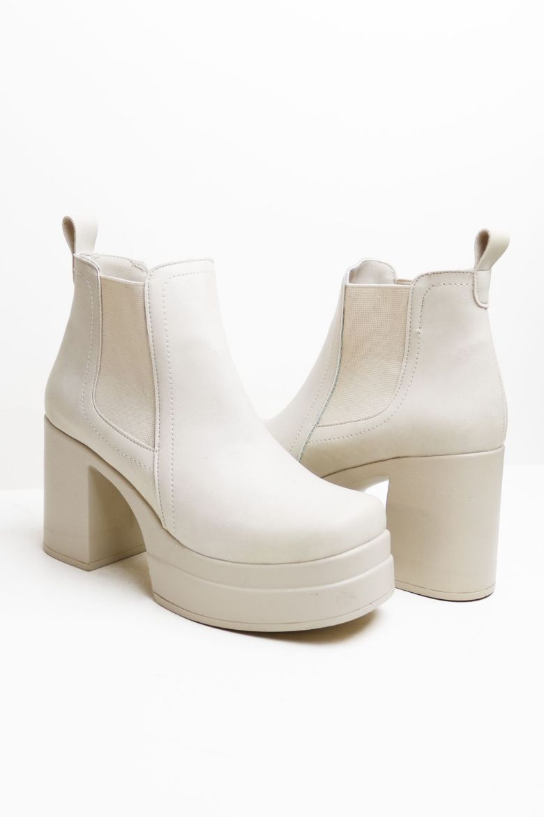 Lastik Detaylı Platform Kalın Topuklu Kadın Bot  TEN  resmi