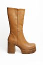 Içi Tüylü Küt Burun Platform Kalın Topuklu Kadın Çizme  TABA