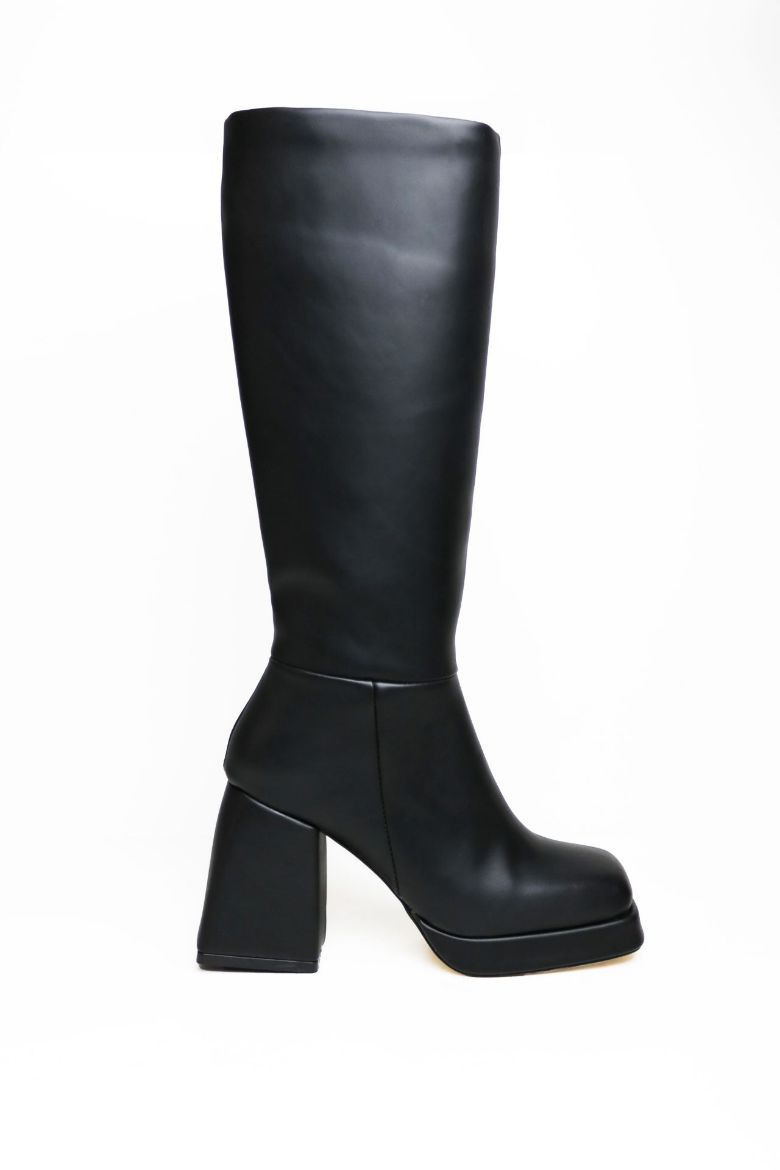 Fermuarlı Küt Burun Kalın Topuklu Kadın Çizme  SİYAH resmi