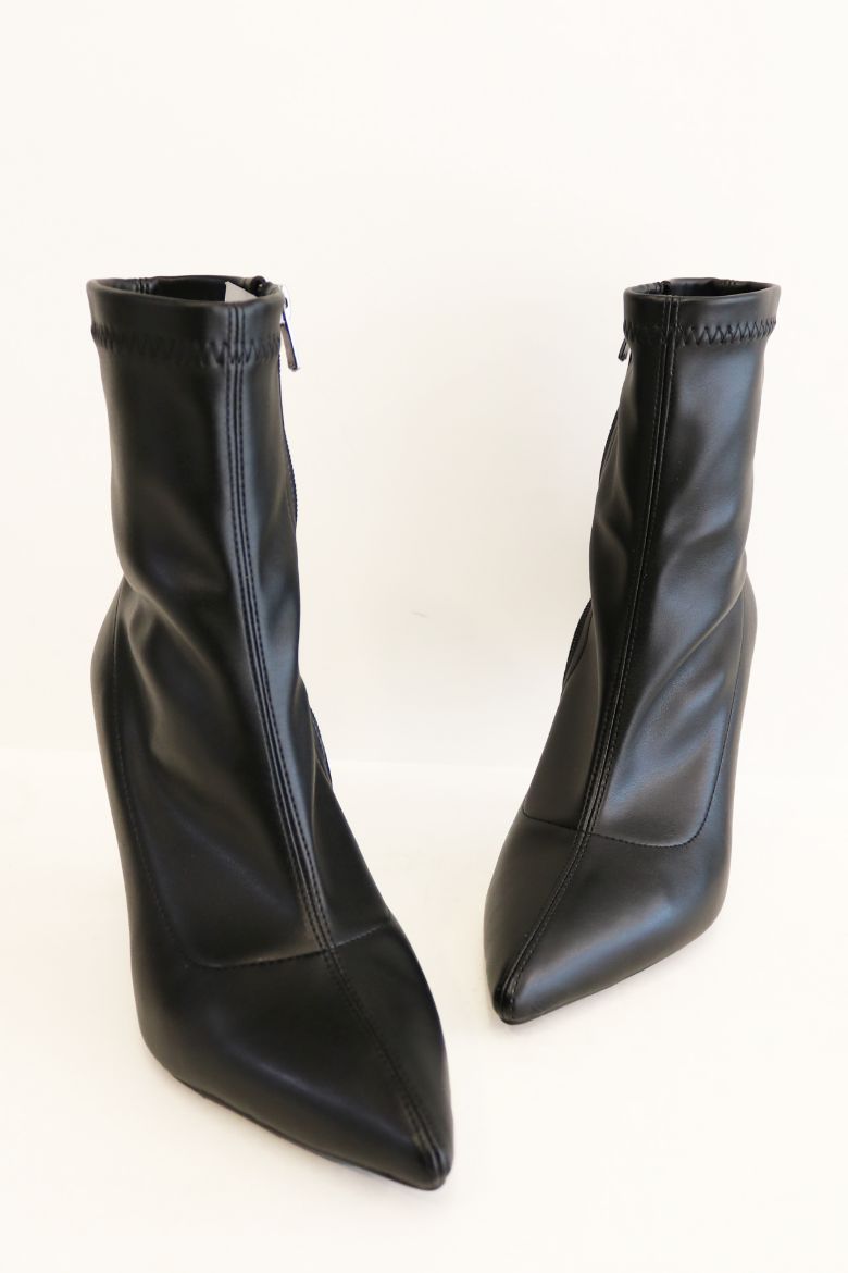 Sivri Burun Kadeh Topuk Cilt Kadın Bot  SİYAH resmi