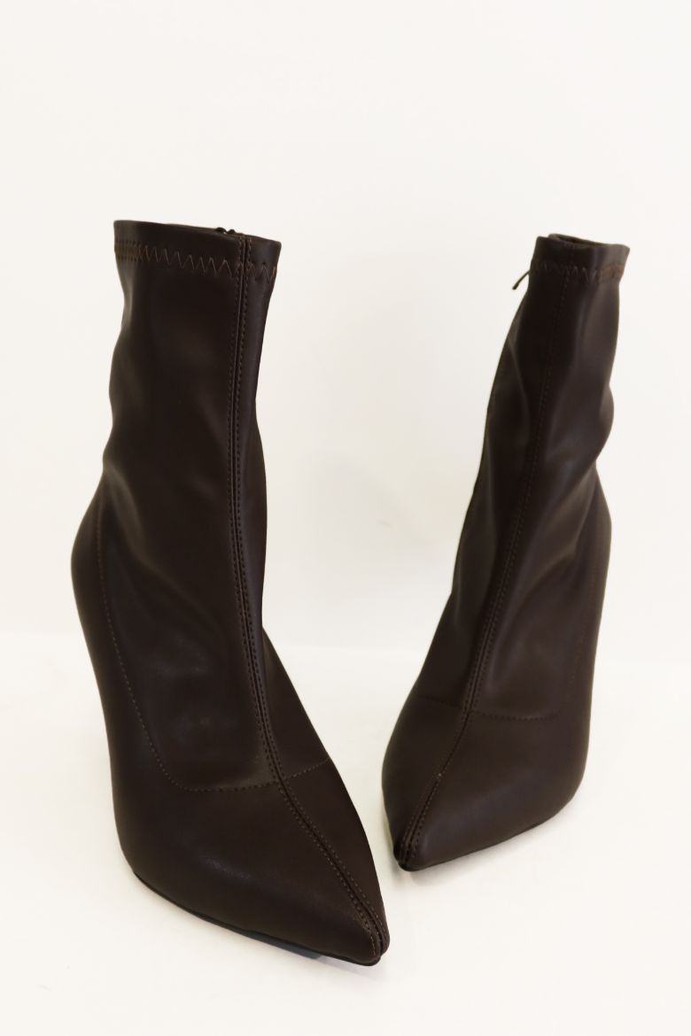 Sivri Burun Kadeh Topuk Cilt Kadın Bot  KAHVE resmi