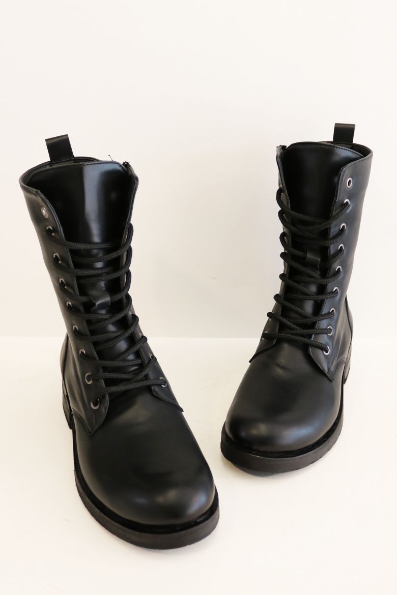 Bağcık Detaylı Cilt Postal  SİYAH resmi